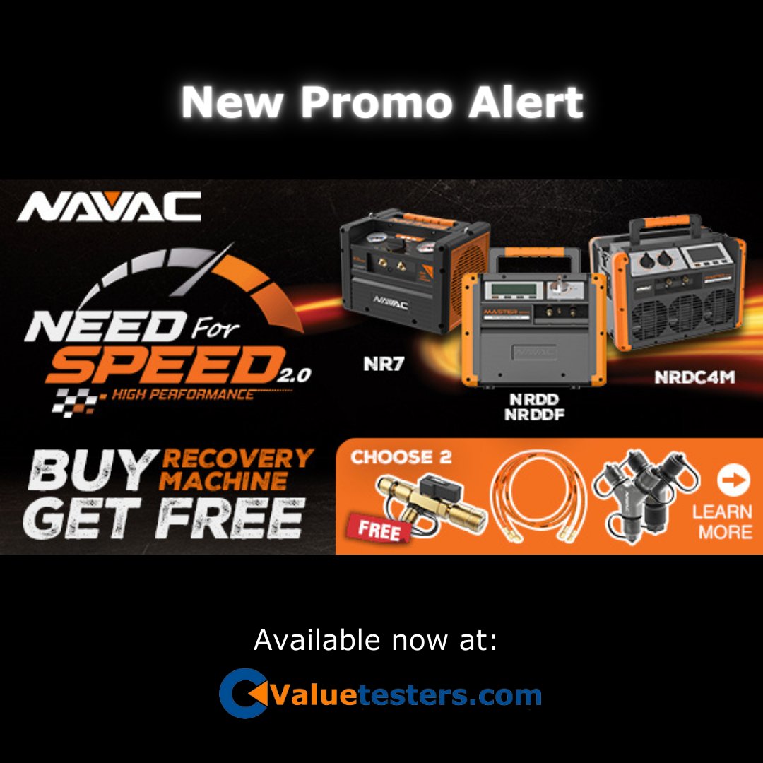 ValueTesters's tweet image. The NAVAC Need for Speed 2.0 Promo is live

Buy a NR7, NRDD, NRDDF, or NRDC4M now through 6/30/2024 and receive 2 of the following FREE: 🔸

🔸 NAVAC NVR1
🔸 NAVAC NHR38AA
🔸 NAVAC NHR38AB
🔸 NAVAC F1028
🔸 NAVAC F1029

#valuetesters  #NAVAC  #recoverymachine #hvactools #hvac