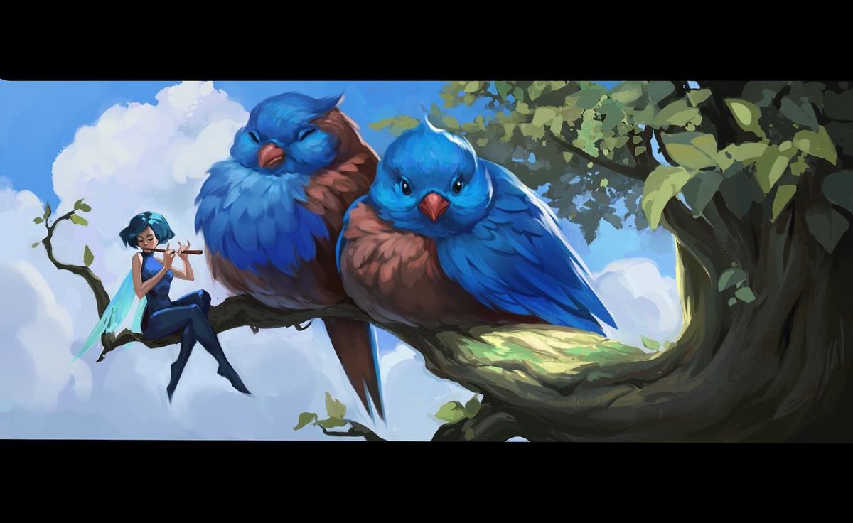 TaniaBorychok's tweet image. Little fairy are playing on a flute for birdies #illustration #visdevart #fairyart #украрт