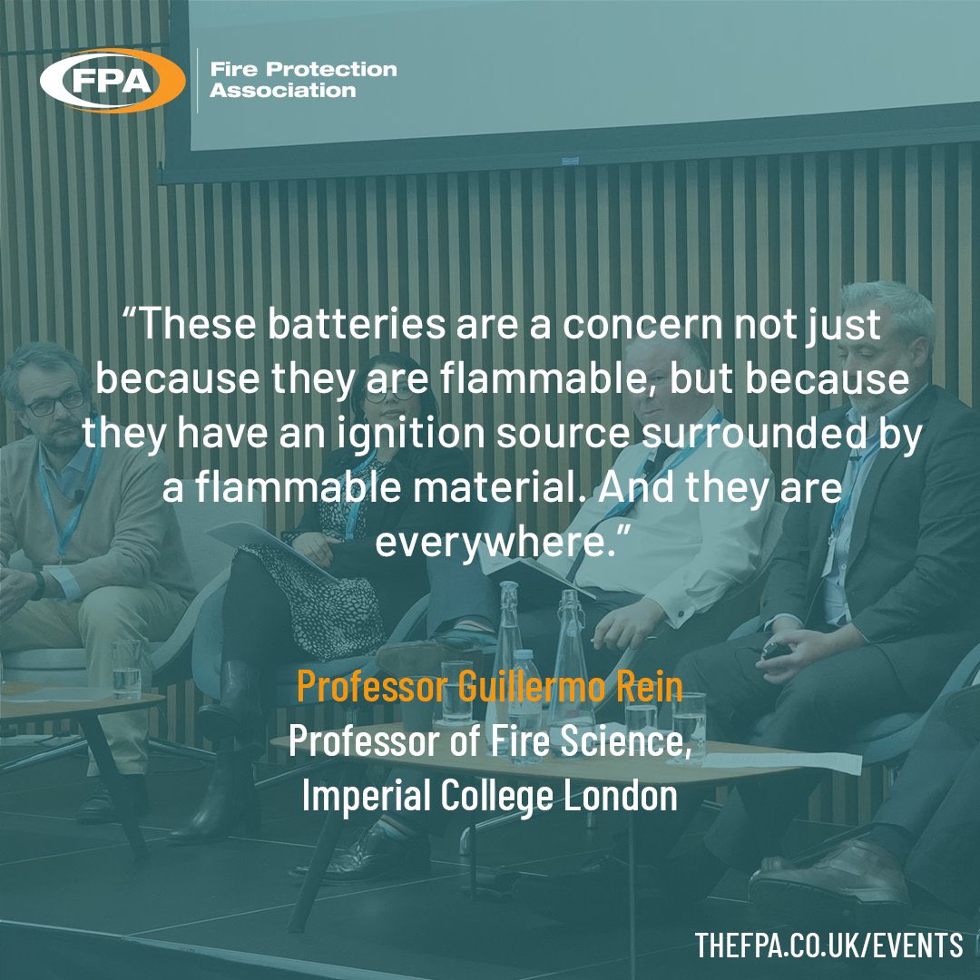 I leant a lot today in the panel on battery fire safety organised by FPA today: * e-bikes are a major issue with difficult solutions. * Weak regulation hurts the good players while most fires are caused by the bad players. * Battery products should be classified as high risk.