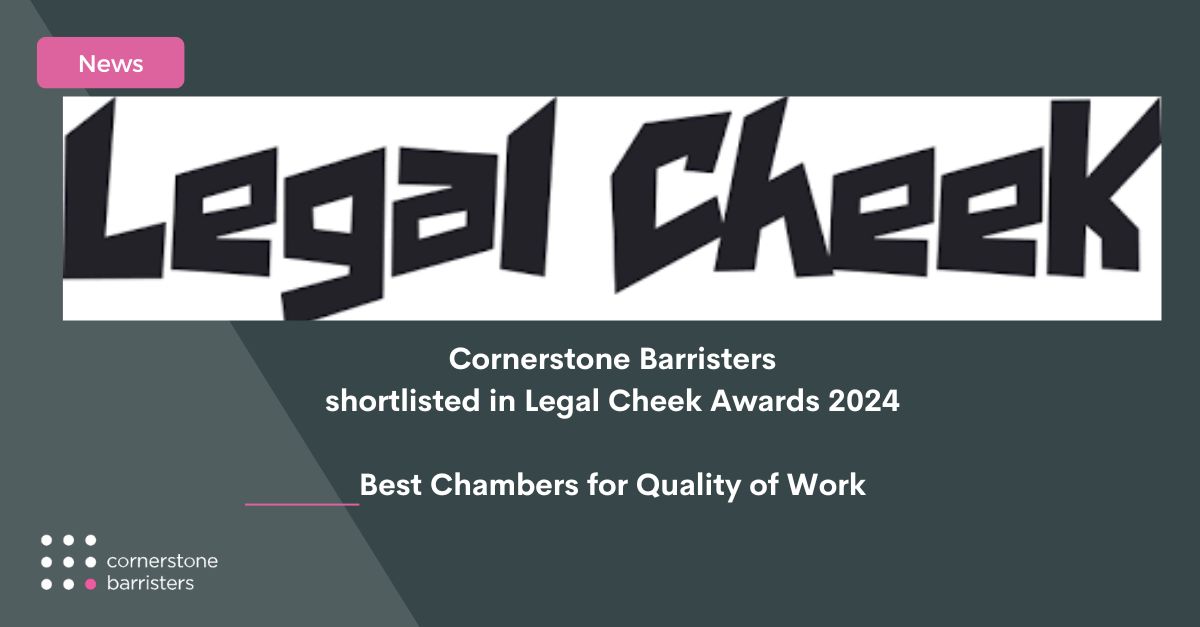 We are delighted to announce that @cornerstonebarr has been shortlisted for the Best Chambers for Quality of Work Award 2024. Congratulations to all the other firms and chambers on the @legalcheek Award shortlists.