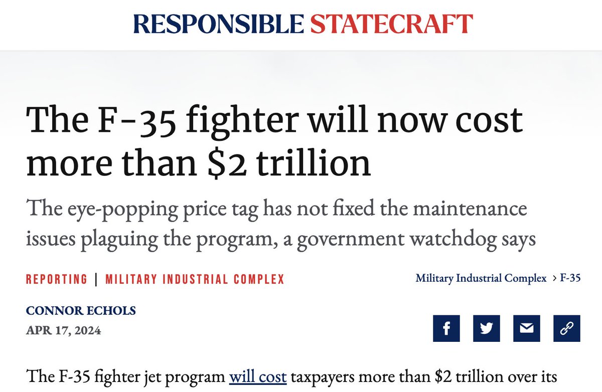 Nobody can afford food, housing, healthcare, or education, but at least Biden's spending even more on those jets that can't fly.