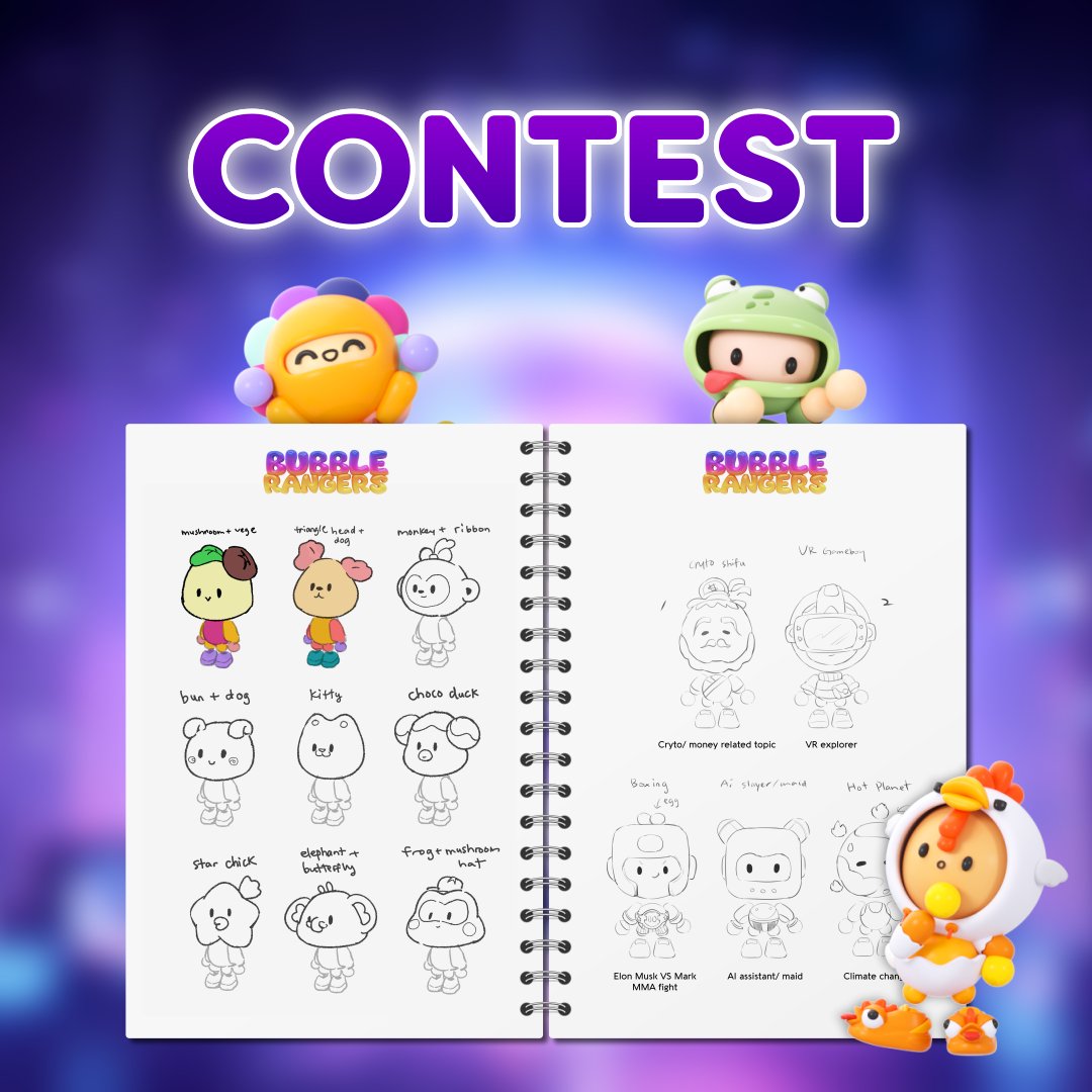 Unleash your Imagination - sketch, design, and create your own 🫧 Bubble Rangers skin! ✏️🎨 Tweet and share your masterpiece. Make sure to include a catchy name and a brief backstory for your character 📝 Tag your submission with #BubbleRangersDesign to enter🏷️ The top three