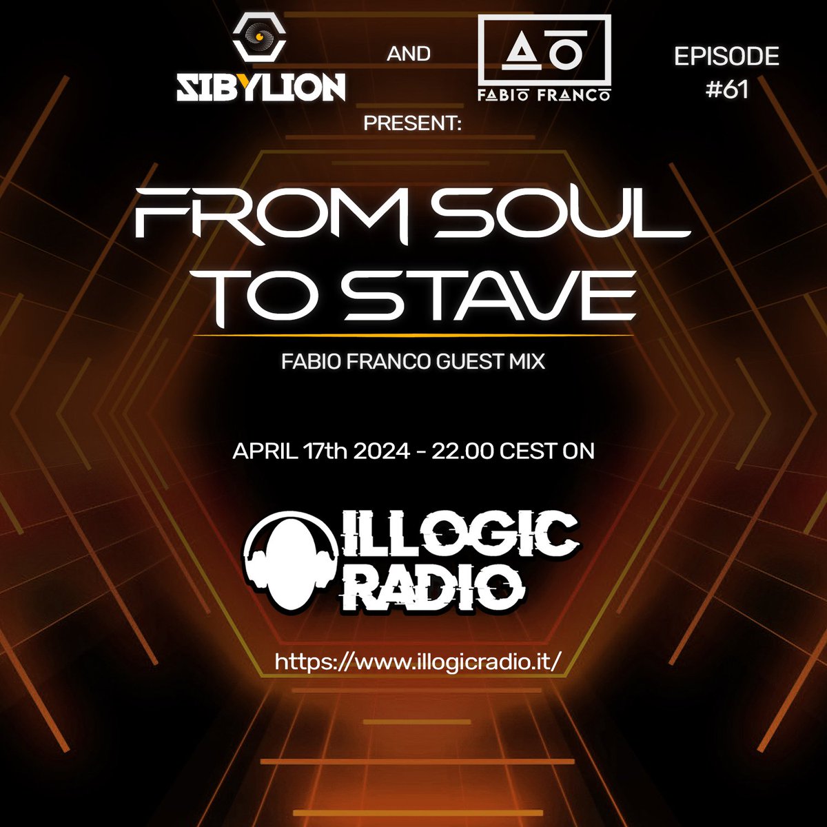 Are you ready for a special guest mix? Today, 10pm CEST, coordinates Illogic Radio! FSTS #61 @fabiofrancodj1 guest mix will wait for you! 
Link to listen: illogicradio.it

#trancefamily #sibylion #fromsoultostave #radioshow