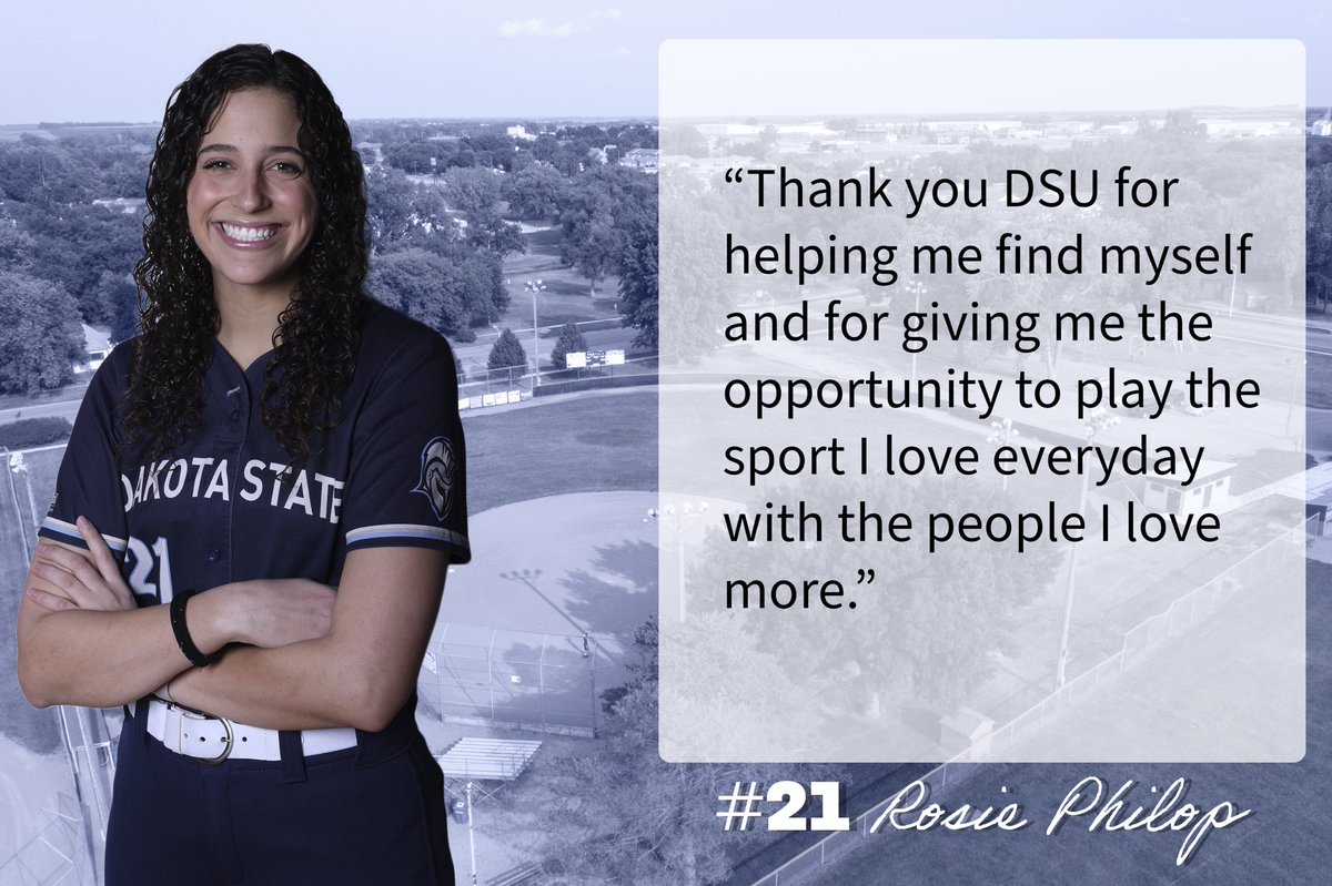 DSUSoftball's tweet photo. We will celebrate our seniors this Sunday after our final home conference series versus Waldorf University. Check out what they had to say about their time here at DSU! ⚔️

#DSUSoftball x #TrojansForLife https://t.co/keW20sTTCE