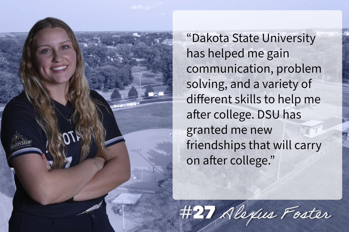 DSUSoftball's tweet photo. We will celebrate our seniors this Sunday after our final home conference series versus Waldorf University. Check out what they had to say about their time here at DSU! ⚔️

#DSUSoftball x #TrojansForLife https://t.co/keW20sTTCE