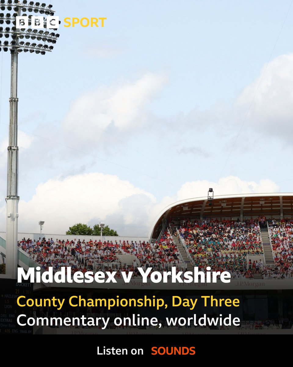 🏏 It's Day Three of Middlesex v Yorkshire in the County Championship! 📻 Join @SportingLives1 and the team from 11:00 for live in-match commentary online worldwide. Listen via the @BBCSport website and app. 👉 bbc.in/43KyagA #YCCC | #BBCcricket