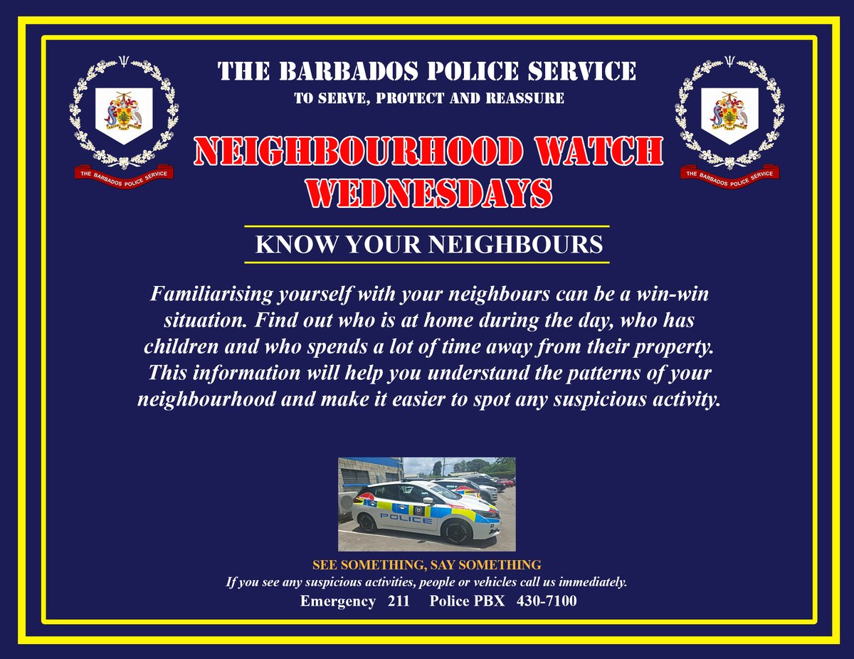 BarbadosPolice's tweet photo. Neighbourhood watch Wednesdays https://t.co/FhjYf33kL0