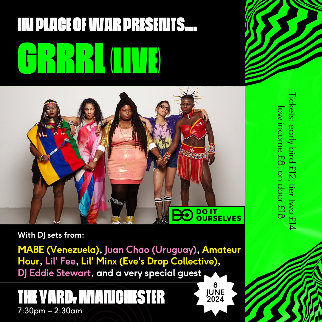 Get ready, Manchester! 🎉 Celebrate 20 years with In Place of War at The Yard. Enjoy a night of global sounds with artists from around the world 🌍🎶 Come for the music, stay for the movement! 🕺💃 tinyurl.com/GRRRLTheYard
