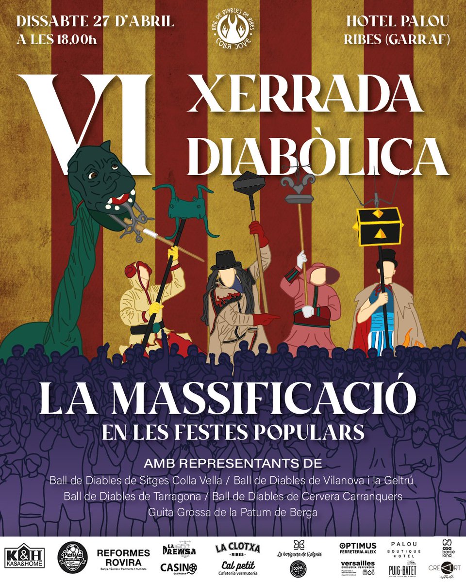 Ball de Diables de Ribes Colla Jove (@collajoveribes) on Twitter photo Les festes populars tenen cada cop més adeptes arreu del país. Quina implicació té aquest increment de públic per als organitzadors dels actes i les colles participants? En parlem en una nova edició de la Xerrada Diabòlica. No hi falteu! 🗣🔥
✍ <a href="/BiroolRol/">Biel Rovira</a>
#BallDeDiables
#SPRibes Les festes populars tenen cada cop més adeptes arreu del país. Quina implicació té aquest increment de públic per als organitzadors dels actes i les colles participants? En parlem en una nova edició de la Xerrada Diabòlica. No hi falteu! 🗣🔥
✍ <a href="/BiroolRol/">Biel Rovira</a>
#BallDeDiables
#SPRibes