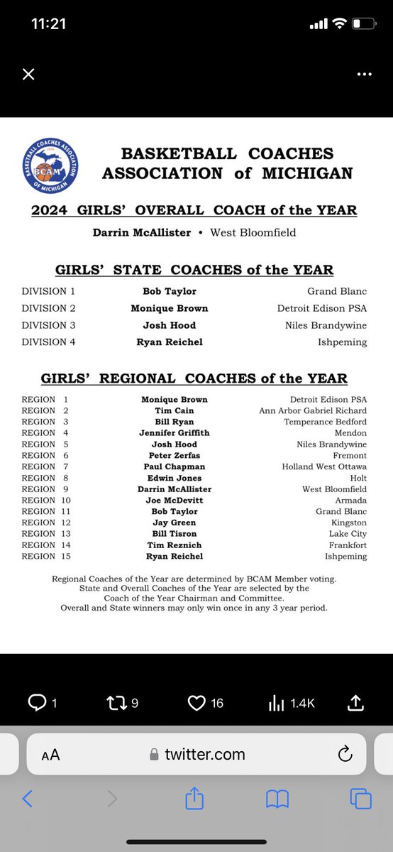 Congratulations to Coach Mac for being named the BCAM overall coach of the year. Thank you for all of your hard work. #LakerNation @therealepap @ericpaceWBHS