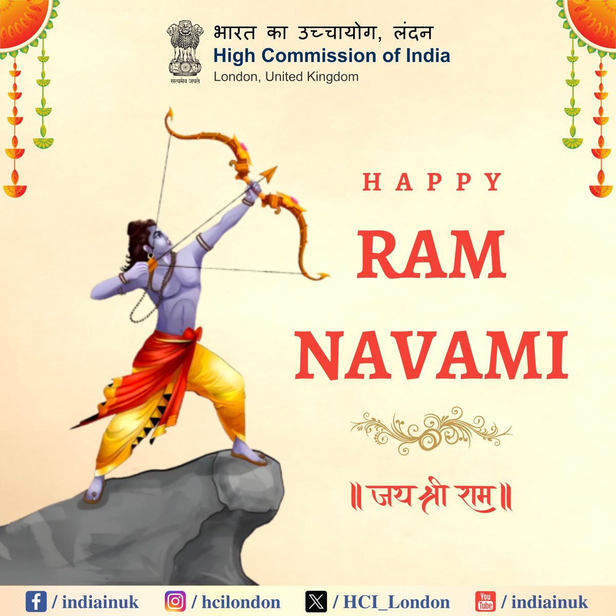 Team @HCI_London joins the Indian community in Ram Navami celebrations. May this auspicious occasion bring joy, peace, and prosperity to all. #RamNavami @VDoraiswami @sujitjoyghosh