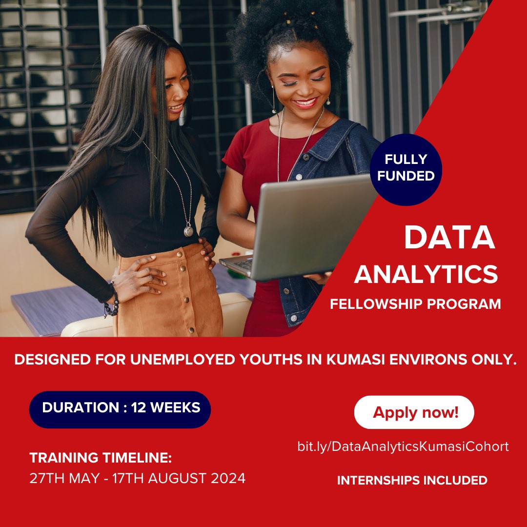 Applied yet? Don't miss your chance to join our Data Analytics Fellowship! 
Apply now blossom.africa/data-analytics… and take the first step towards a brighter future!

#BlossomAcademy
#DataAnalytics
#Fellowshipprogram
#Kumasi
#trainingprogram