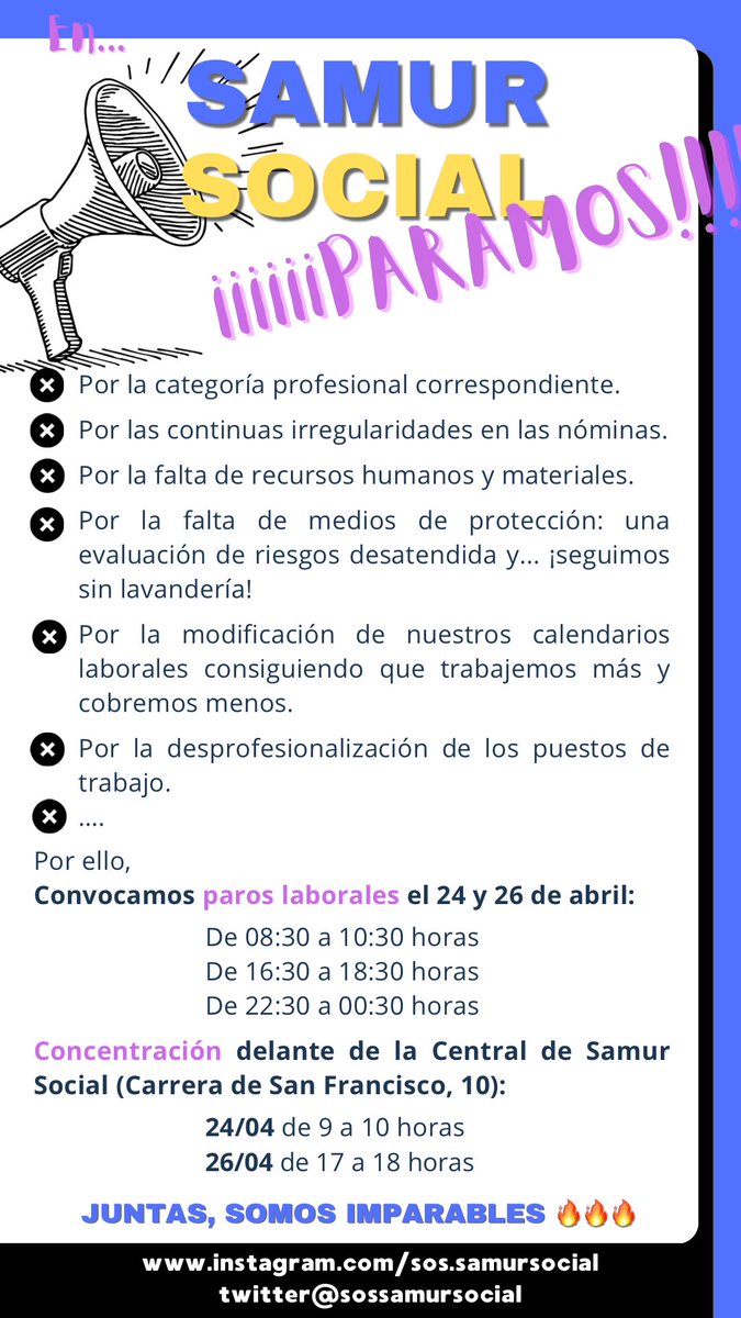 SOSSamurSocial's tweet photo. Esta mañana se ha llevado a cabo la segunda mediación con Clece/Atende. Tras no llegar a ningún acuerdo y, con la intención de la empresa de dilatar en el tiempo la respuesta a nuestras demandas…¡¡¡CONVOCAMOS NUEVOS PAROS LABORALES!!!  @CoBas_MADRID @CNTsindicato @ElSaltoDiario https://t.co/5mUXChC3Ui
