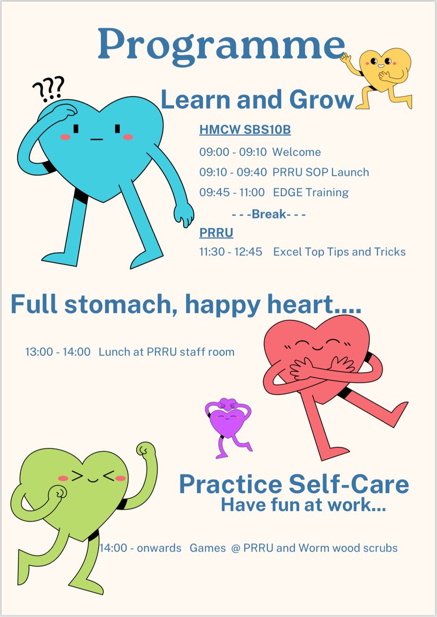 The Peart-Rose 2024 Annual May Away Day has an informative and fun schedule. Improving our team building skills and knowledge!
#Wellbeing #clinicaltrialsday #ICTD2024 

Let’s have a MAD time 🧪🫀📚🌮