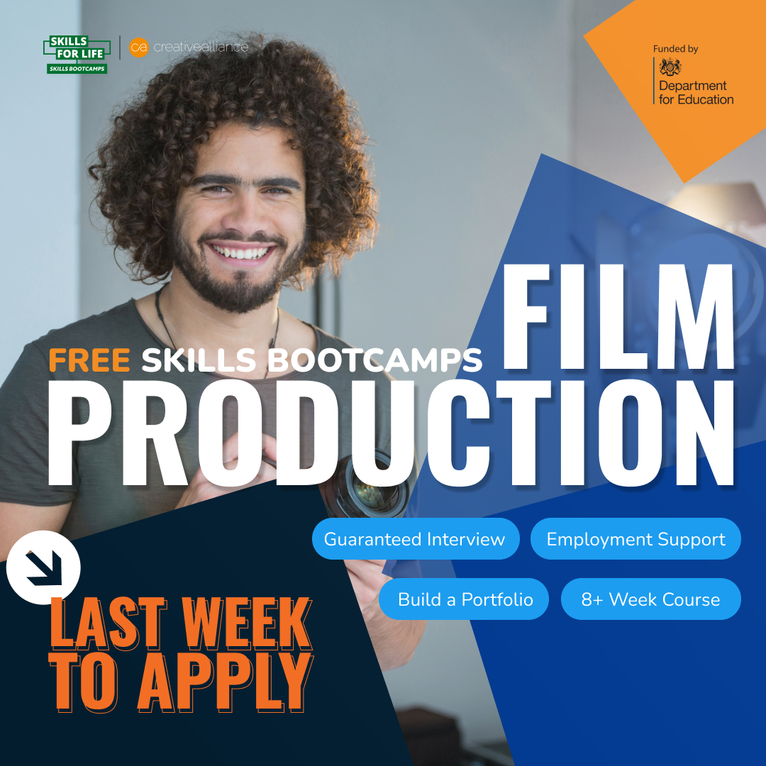 Final week, act fast! Do you want to start a career in the film industry? this is your last chance to sign up for our Skills Bootcamp in Film Production. Check out our website to learn more: creativealliance.org.uk/upskilling/ski… #filmproduction #skillsbootcamp #creativecareer
