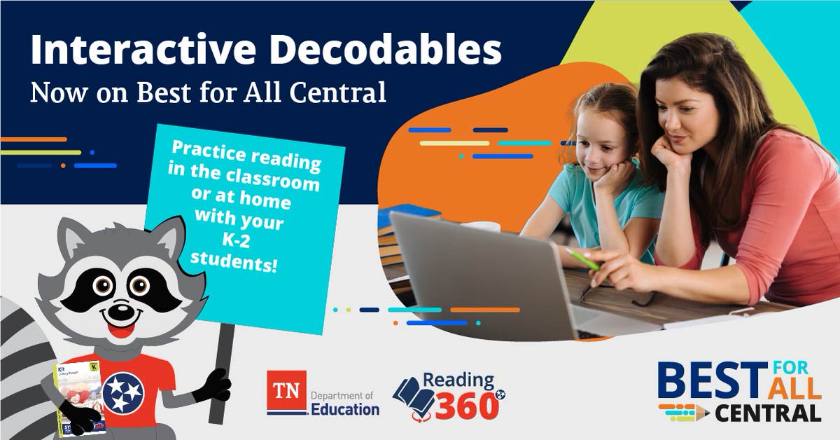 Tennessee families can access a variety of FREE, at-home resources to support their child’s reading development, including interactive Decodables and more. Check out Best for All Central to practice reading at home! ow.ly/nK0I50Rih7M