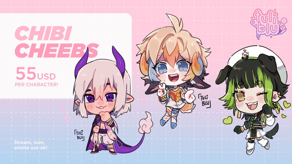 tuliblu's tweet image. Hi Guys!!! I had a really.... stressful night with really unexpected 💸 outcomes, so I decided to open again chibi cheebs to maybe help the situation a bit!! 

If you'd like one you can dm me! Any type of interaction in this post is also really appreciated TvT

[ 10 slots only ]