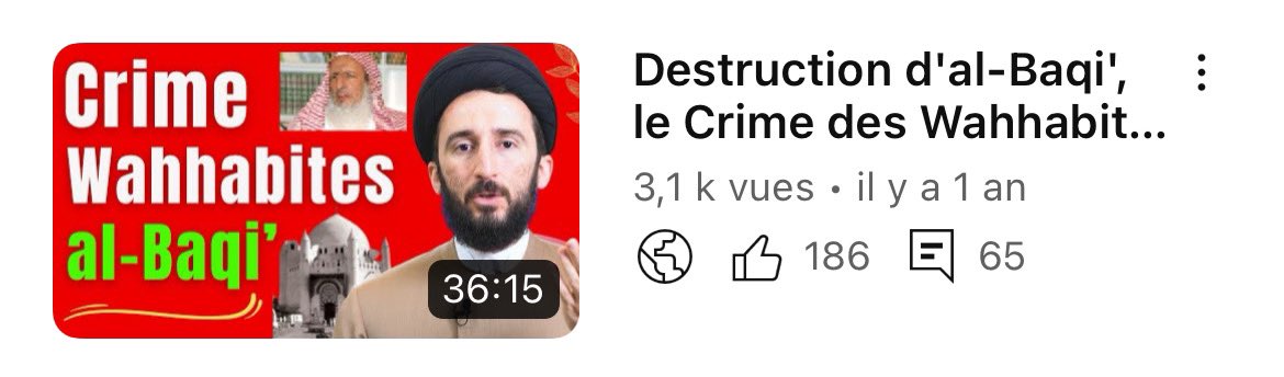 La destruction du cimetière de Baqi’, le crime des Wahhabites qui ont fait tout pour détruire l’histoire de l’islam
#wahhabisme #salafi #islam 
Lien de la vidéo :

youtu.be/4-AV-Vlq4RA