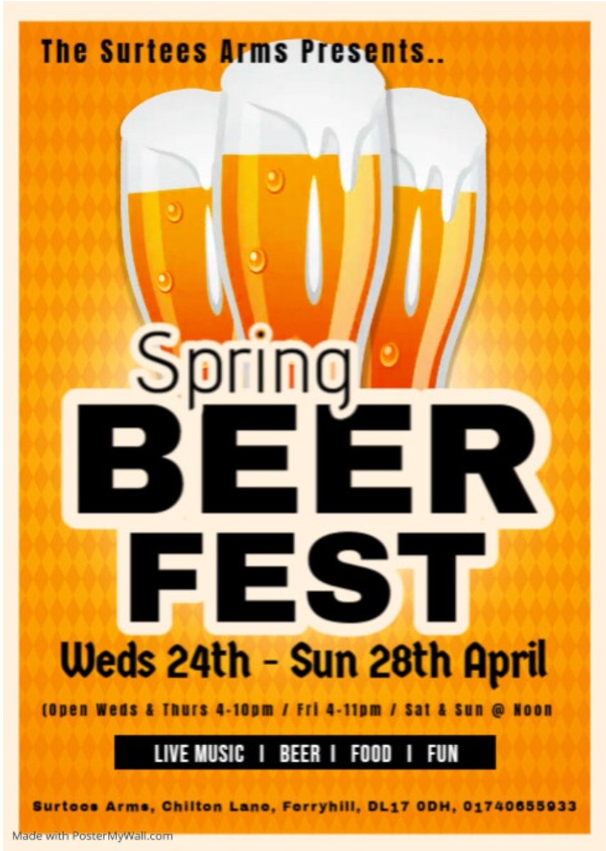 Just one week to go! Spring Beer Fest kicks off next Weds, 24th, from 4pm. Already got beers from Thirsty Moose Brewing @Capsoffdrinks @Alnwickbrewery1 Hopper House RedScar @ElusiveBrew @TurningPointbco with more to follow! @CAMRADurham