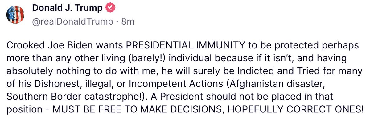 Only criminals need immunity. I'm sure President Biden's not worried.