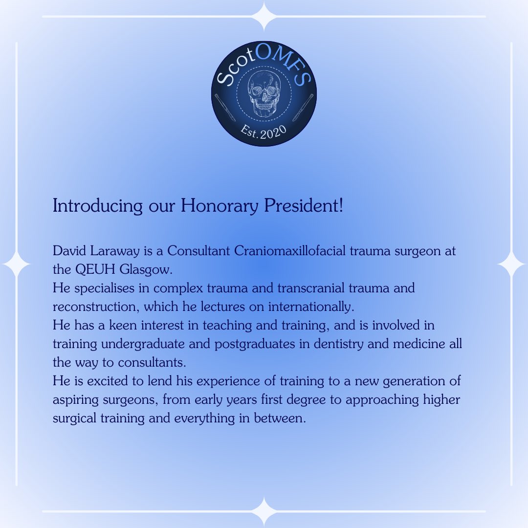 ScotOMFS's tweet image. Introducing our Honorary President - Mr David Laraway 🌟