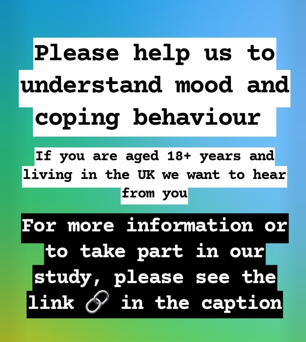 Please consider participating in our study! Recruitment is live until May 2024. Study link🔗: TinyURL.com/Mood2024 This study is open to all UK adults in. With your help we can learn how people respond to their emotions and what can be done to support those seeking support