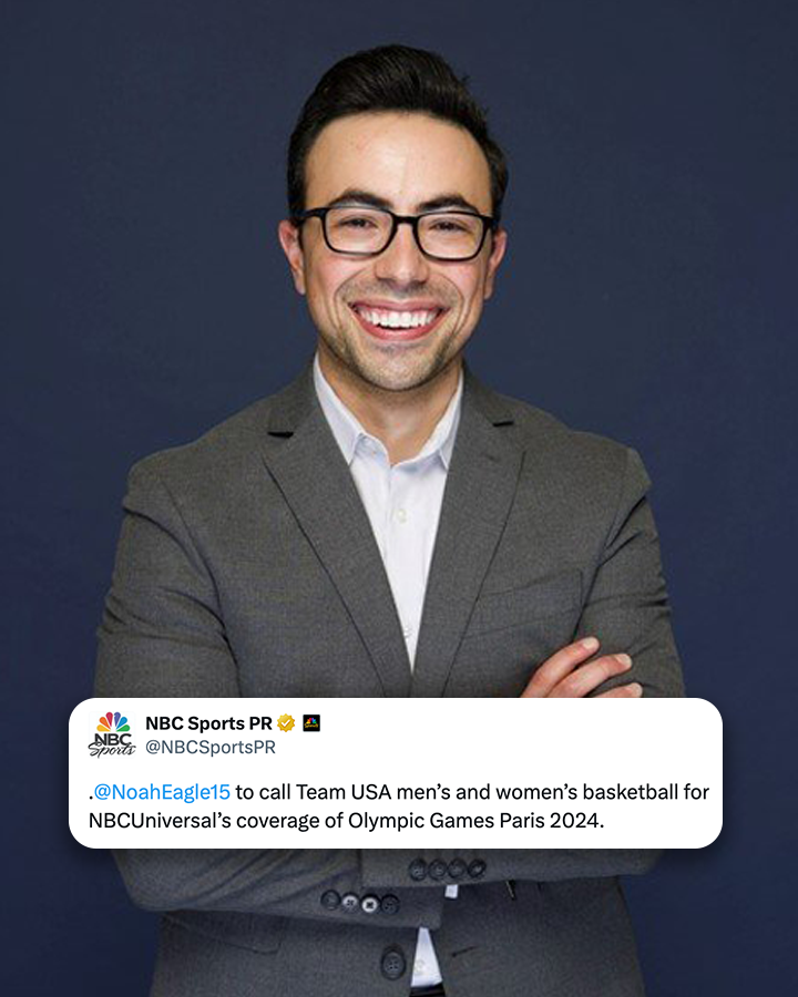 The voice of Team USA Olympic basketball at Paris 2024! 🔥 Welcome to the team, @NoahEagle15. #ParisOlympics
