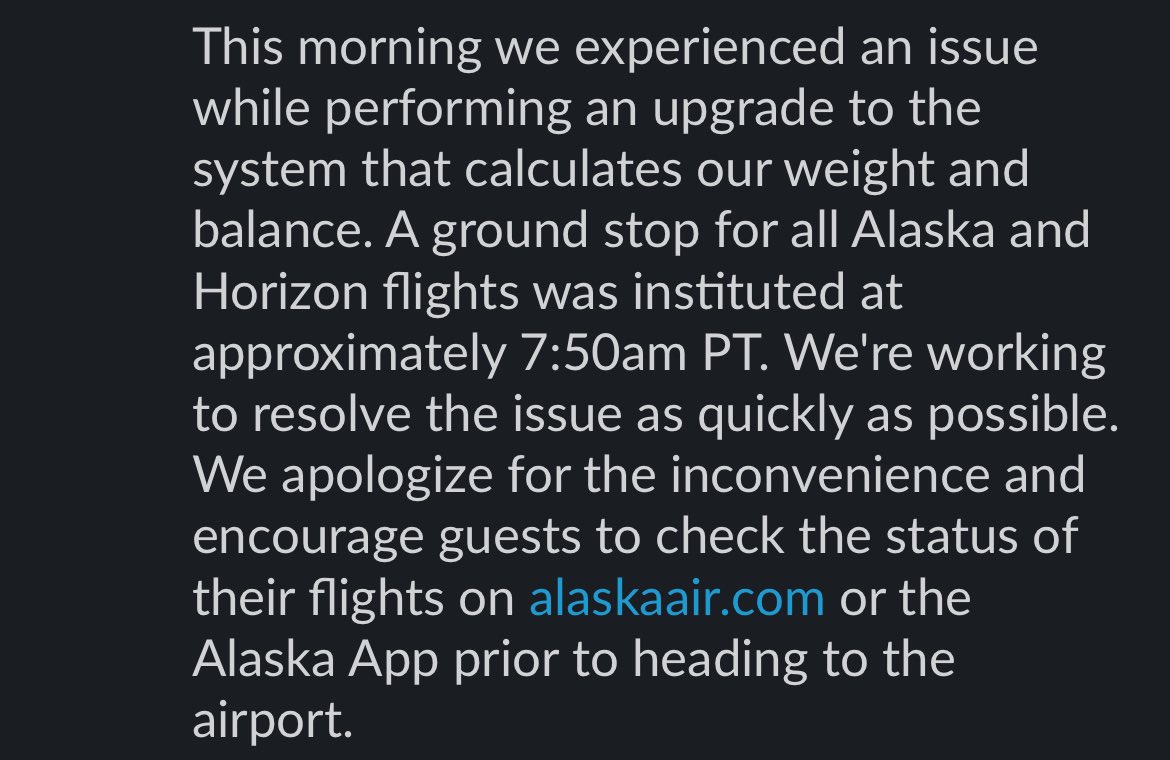 STATEMENT: from @AlaskaAir