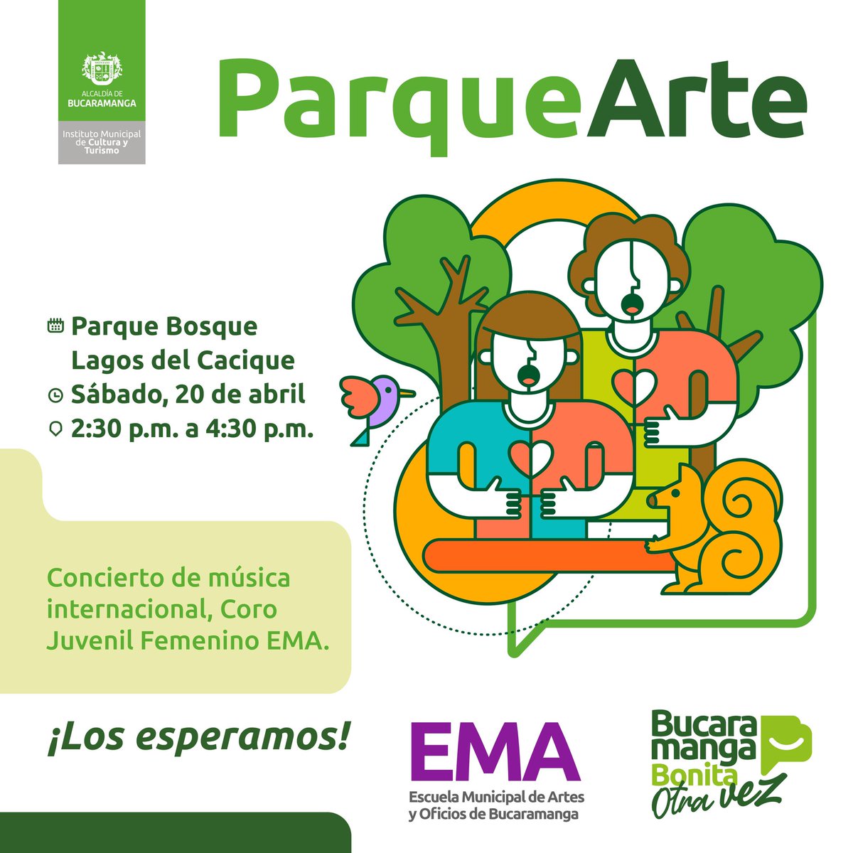 IMCTBGA's tweet photo. ¡Música en #ParqueArte! 🎤🎶🎻🎷

Las talentosas del Coro Juvenil Femenino #EMA, se presentarán este sábado, 20 de abril, en el parque Bosque Lagos del Cacique. ¡Imperdible, los esperamos a todos! 🤩🫶🏽

l @Maytaja l https://t.co/ALA2rK2Qe7