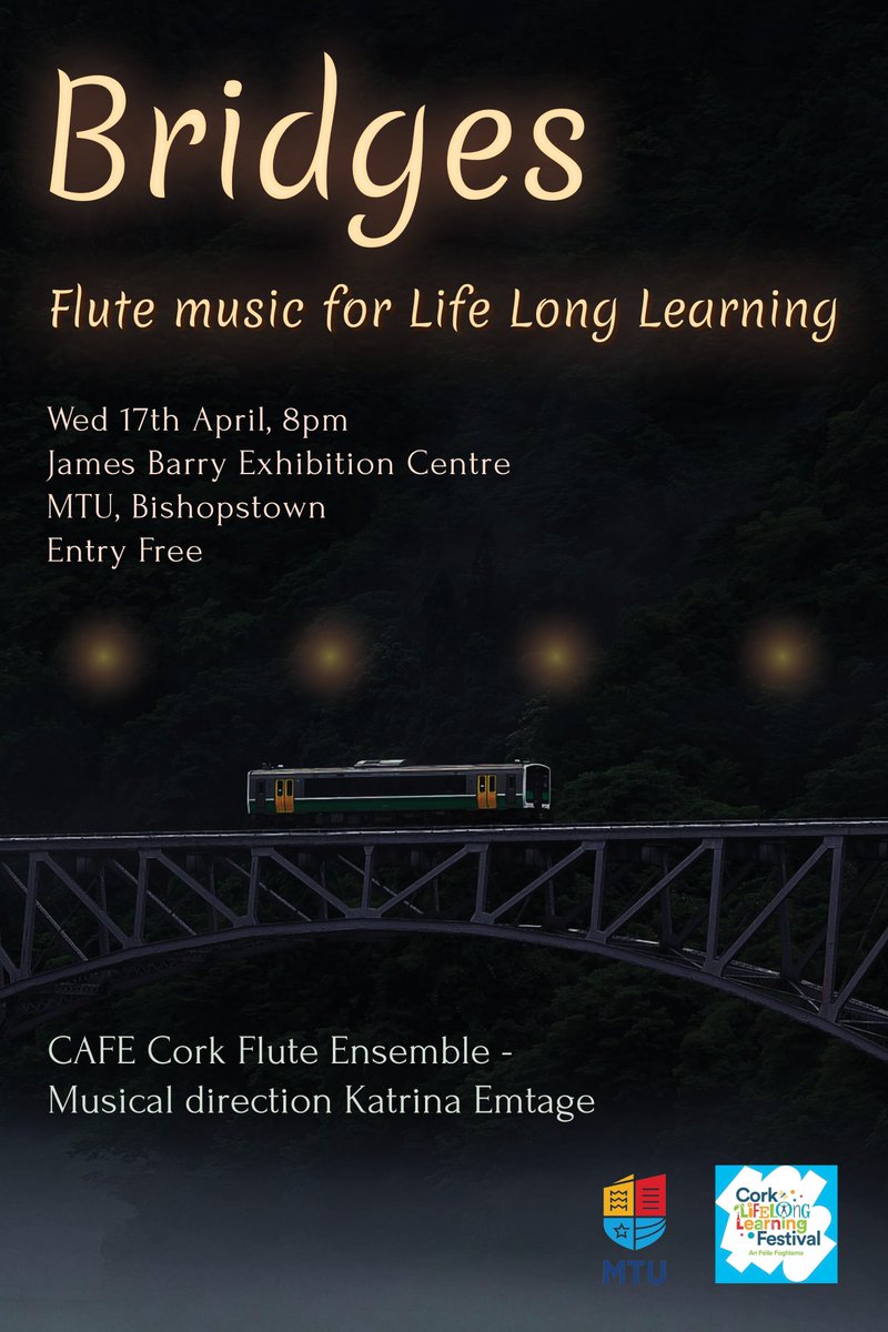 Over 3 hours left before CAFE Cork Flute Ensemble will take stage in the #JamesBarryExhibitionCentre. If your near the MTU Bishopstown Campus, Cork T12 P928, call in. 8-9pm