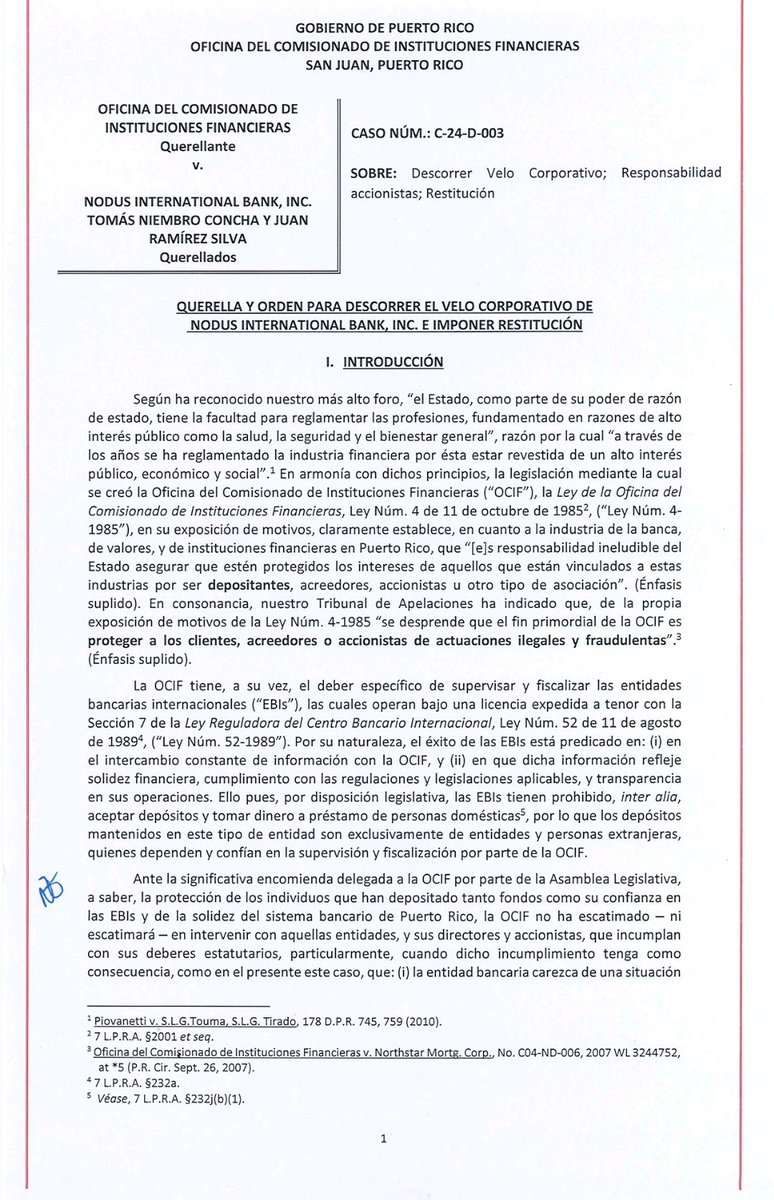 jesusmedinae's tweet photo. ¡Atención! Tribunal en Puerto Rico ordenó la restitución de 27 millones de dólares a los ahorristas en su mayoría venezolanos del "Nodus Bank" de los banqueros también venezolanos Tomas Miembro Concha y Juan Ramírez Silva. Luego de cometer fraudes bancarios. https://t.co/ifDWy7UFgH