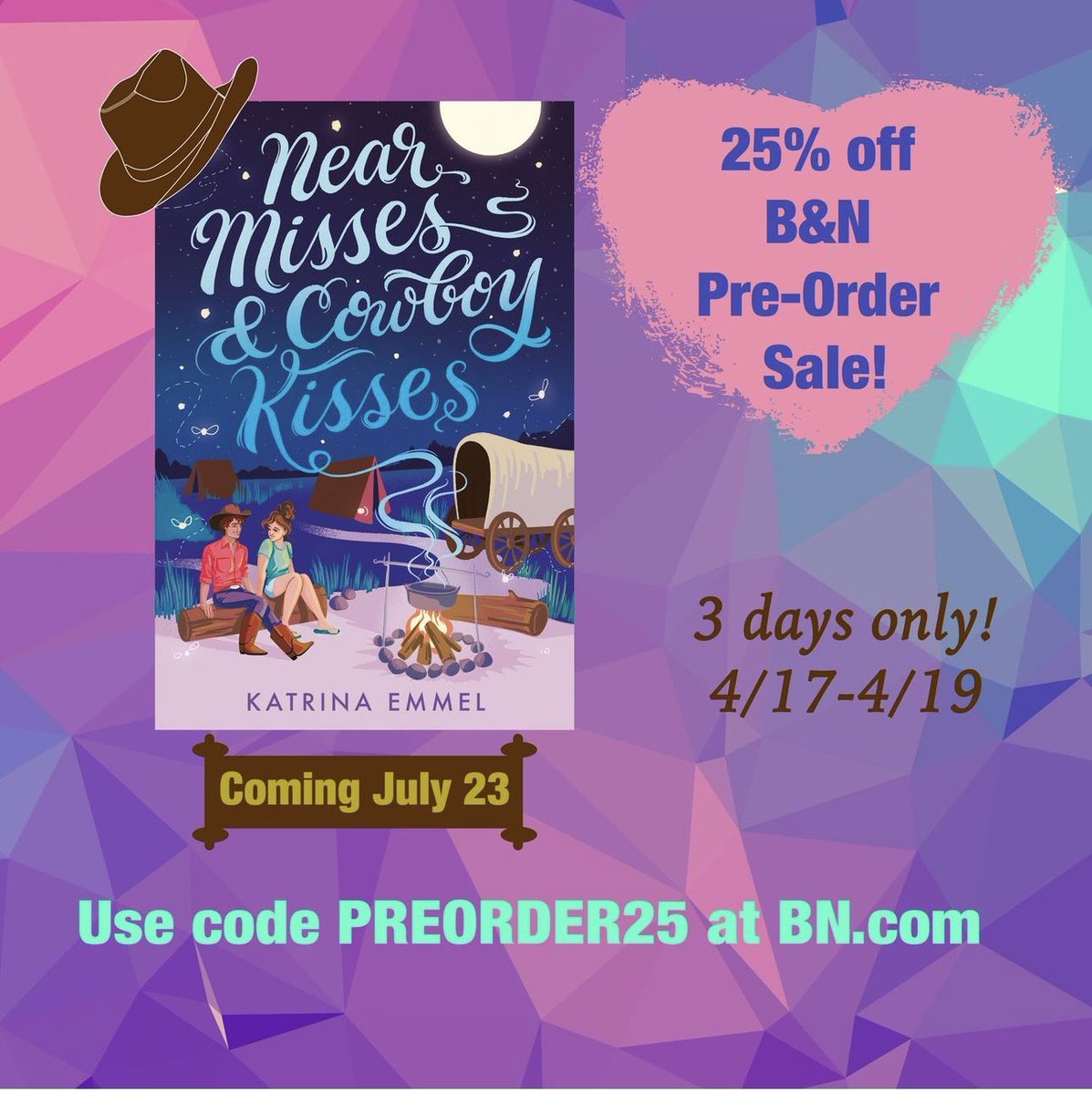 Barnes & Noble’s pre-order sale is on! It’s the perfect time to save on upcoming titles, including NEAR MISSES & COWBOY KISSES. 

Anything’s possible under a prairie sky…

Cover art by @heyalissandra 

#barnesandnoble #preordersale #ya #romance #beachread