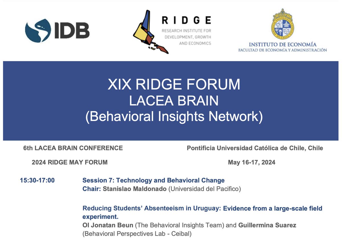 Voy a estar representando al @BIT_LAC en la conferencia LACEA BRAIN, una de las conferencias de ciencias del comportamiento más importantes y rigurosas de la región. Avisame si estás en Santiago, Chile y querés charlar sobre ciencias del comportamiento! cc. @BITAmericas