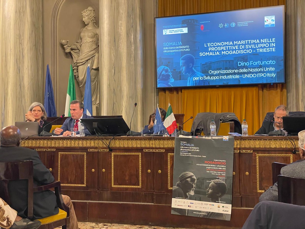 🔵 Joined the panel session “#BlueEconomy for Development Perspectives in #Somalia: Mogadishu-#Trieste” co-organized by @regioneFVGit, @ComunediTrieste, @camcomvengiulia, and the Italian-Somali cultural association 'Sagal'. 🇸🇴🇮🇹 🔗 tinyurl.com/e8nhpbrs