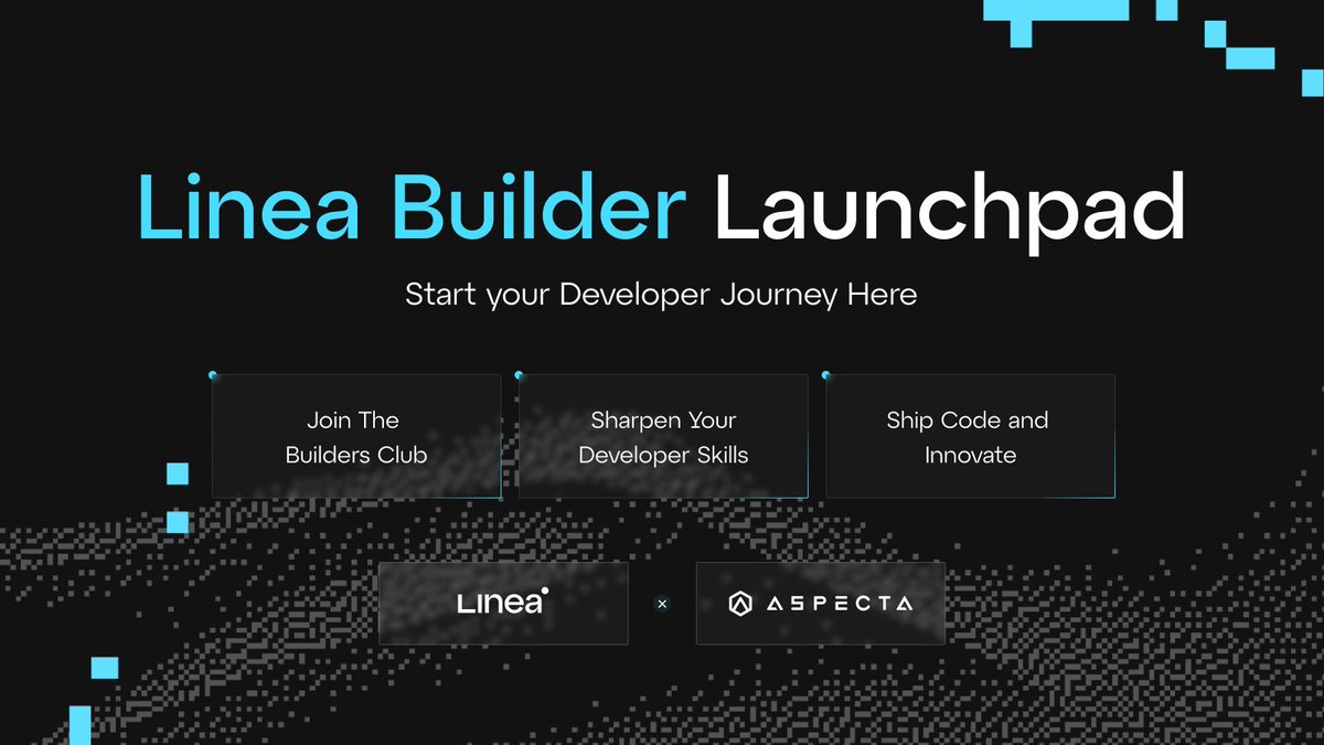 🚀 Ready to launch your dev journey? Announcing the Linea Builder Launch Pad! 🌟 Partnered with @aspecta_id , we’re here to turbocharge your journey into the Linea dev ecosystem! ✨
