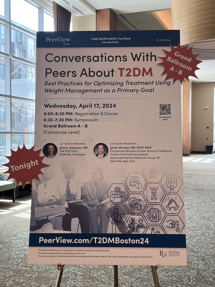 Are you ready for tonight’s #T2DM symposium at ACP❓We are getting all set up and are looking forward to seeing you 🫵 at 6:00 PM at the Westin Seaport District Hotel! You don’t want to miss it‼️ bit.ly/T2DMBoston24T #peerview