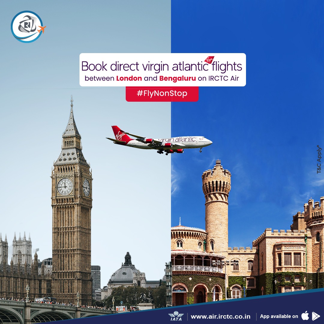 Virgin Atlantic has launched new direct daily routes between Kempegowda International Airport and London Heathrow. 

Book now on air.irctc.co.in or the #IRCTC #Air app and #FlyNonStop.

 #FlightBooking #AirTickets #TravelGoals #LuxuryTravel #TravelBenefits #AirTravel