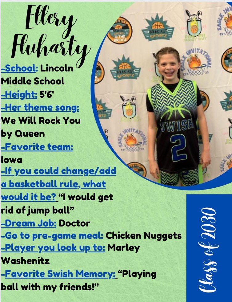 Let’s “Get to know” Ellery from the class of 2030!!

Check out her player profile…

wvswish.com/ellery-fluharty

#OneSwishFamily 💙💚