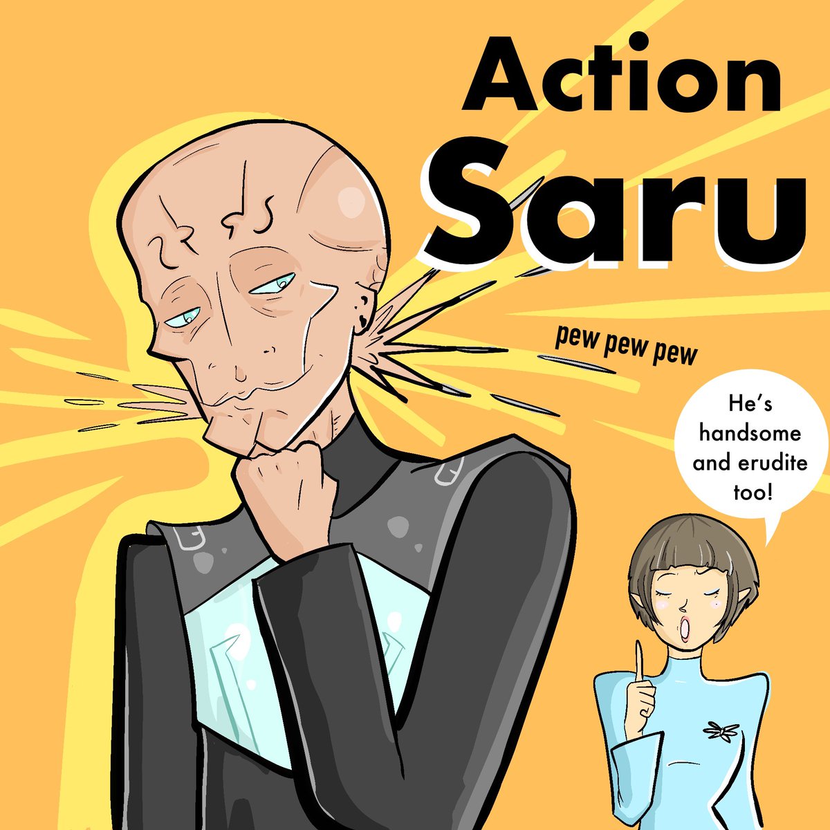 Action Saru!!! Pew pew pew! (I had such fun making this during a long train ride) #startrekdiscovery #startrekfanart