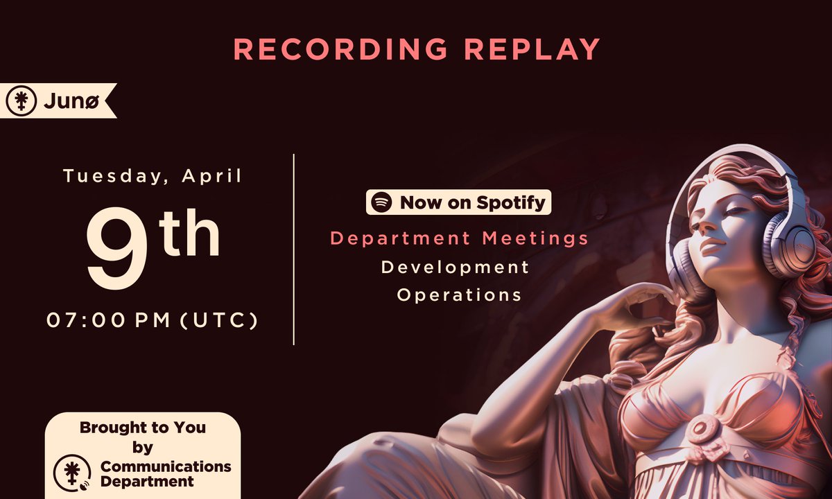 📢 Meeting Minutes & Highlights 🏛️ $JUNO Operations & Dev Dept. 📅 𝗗𝗮𝘁𝗲: April 9th & 11th, 2024 ✍️ 𝗛𝗶𝗴𝗵𝗹𝗶𝗴𝗵𝘁𝘀: Focused approach on governance, strategic planning, and operational adjustments, emphasizing effective communication 🎧𝗔𝘂𝗱𝗶𝗼:…