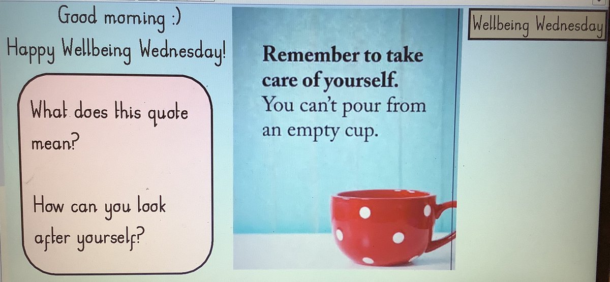 #Class12tpa linked their #WellbeingWednesday quote to our #PSHEtpa learning today. “Taking care of yourself is making healthy choices with your food like choosing fruit instead of sweets.” “You could go for a walk and get some fresh air that’s exercise for your body and mind.”