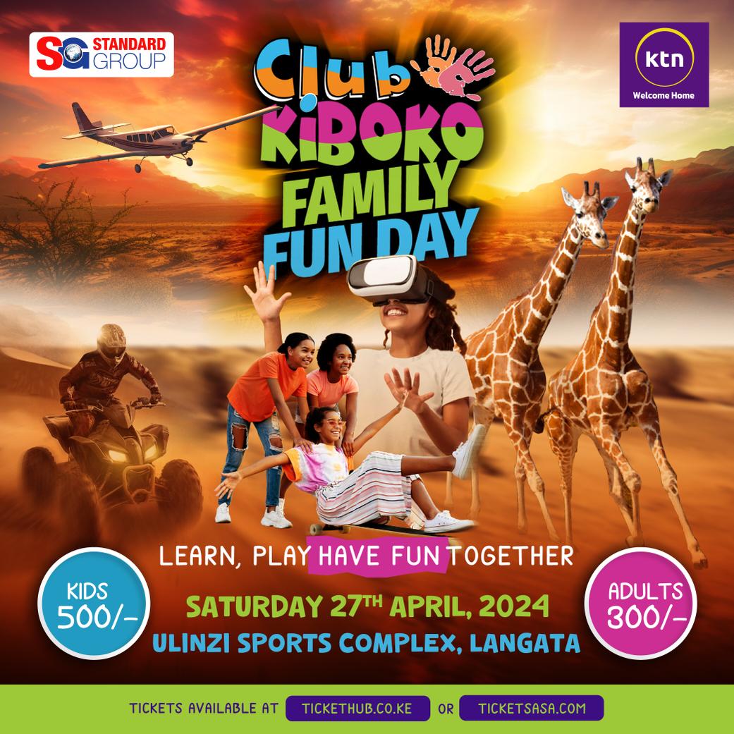Get your tickets now for Club Kiboko Family Fun Day on April 27th! 🎫👉 tickethub.co.ke/event/music-an… 

Don't miss this chance to create magical moments with your family👨‍👩‍👧‍👦

 #ClubKibokoFamilyFunDay