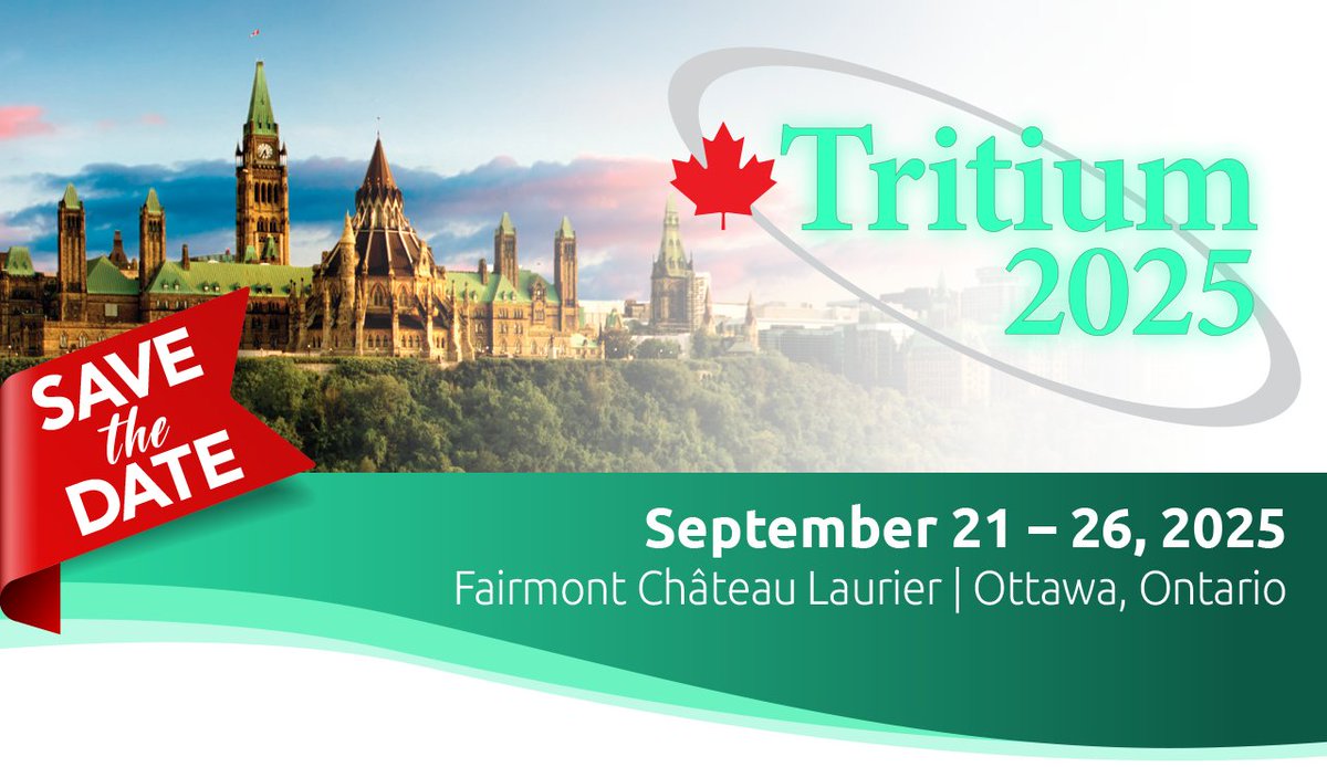 Join @CNL_LNC, @OCNI_ , @KINECTRICS, @LaurentisEnergy and @FusionEnergyCA as we host the 14th International Conference on Tritium Science and Technology in Ottawa in September 2025! The call for abstracts is open! tritium2025.com #Tritium2025 #TritiumConference