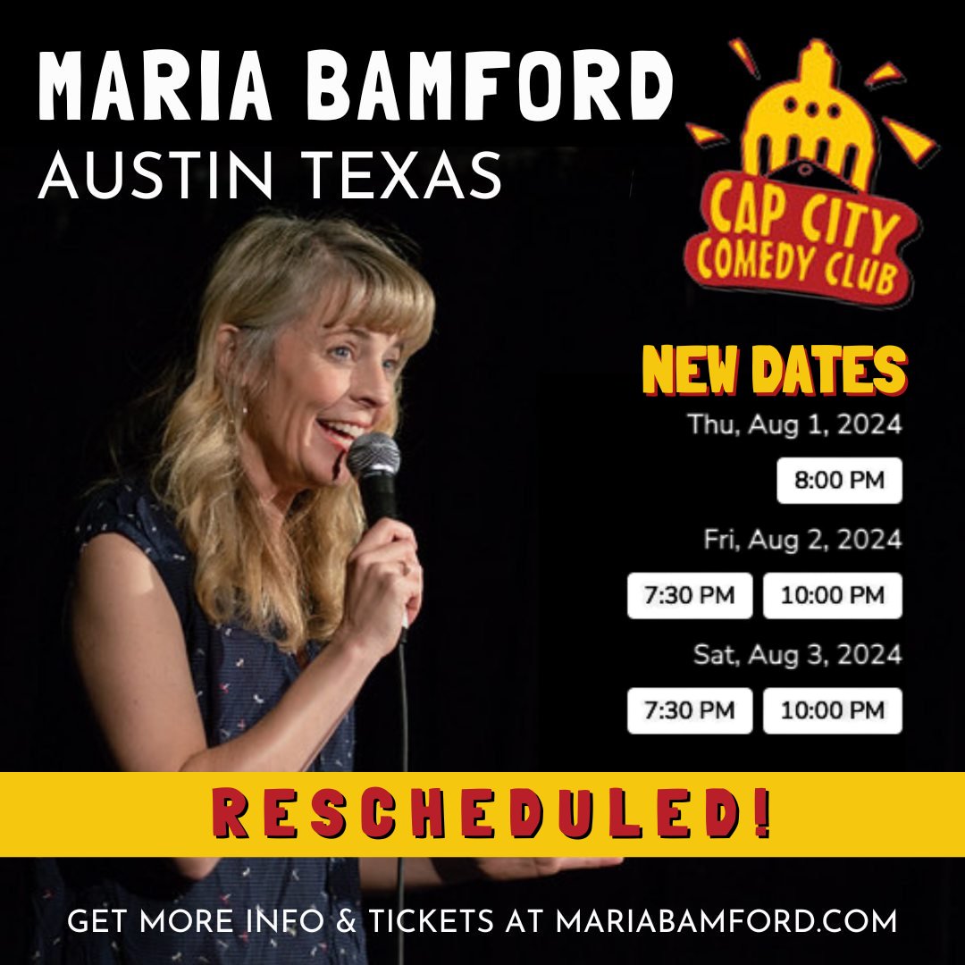 🚨 AUSTIN!! Thanks for understanding I had to reschedule these shows! Here are the new dates I'll be at @CapCityComedy in August for 5 shows. 🔥Get those hot summer tickets -> bit.ly/3PYuwKx
