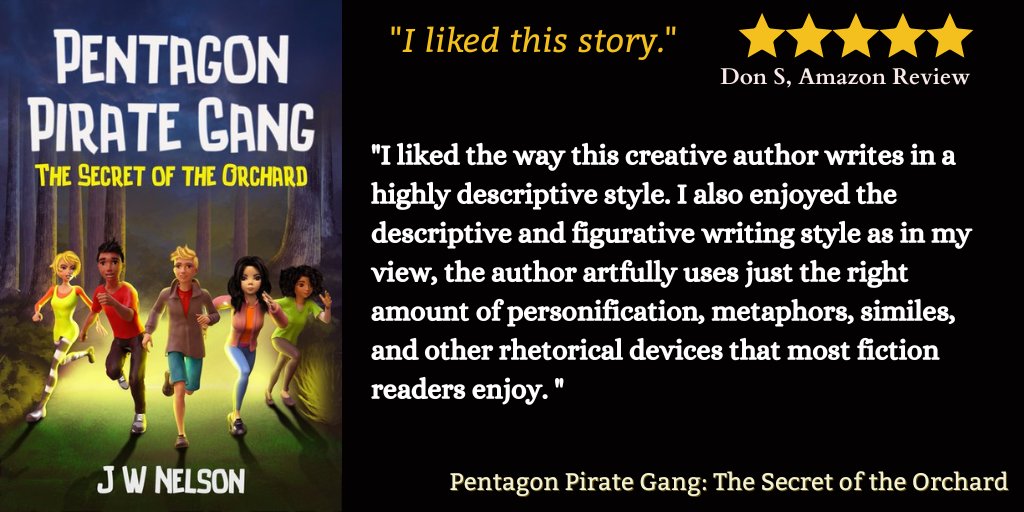 Great Review for Pentagon Pirate Gang: The Secret of the Orchard by JW Nelson @JWNelson3 @writers_ol @authors_ol @fiction_ol @kids_ol @mystery_ol @allbk_ol @wh2r_ol #YA #YoungAdult #WritingCommunity £0.99 Buy Direct: smpl.is/901fu