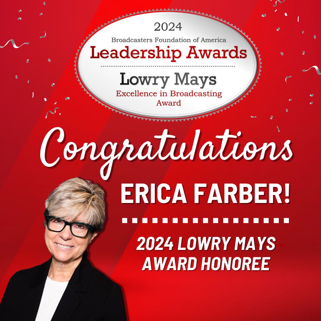 Congratulations, Erica Farber, for receiving the 2024 #LowryMaysAward for Excellence in Broadcasting! You truly exemplify innovation, community service, advocacy, and entrepreneurship. Thank you for your dedication to our mission. #BroadcastingHope