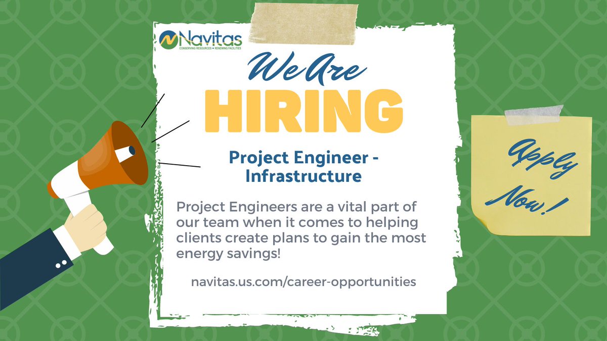 🌟 Join Our Team! 🌟 We're looking for a talented Project Engineer to join our infrastructure team!

If you're ready to make a difference and drive innovation in infrastructure projects, apply now: navitas.us.com/career-opportu….

#NavitasKC #nowhiring #kansascity #projectengineer