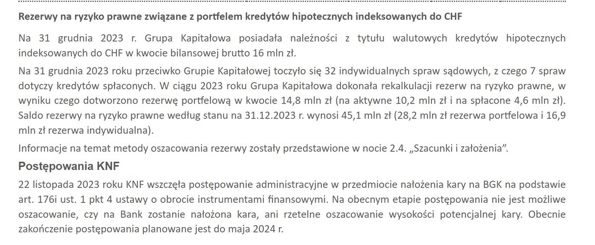 Dziś ukazał się raport roczny @BGK_pl potwierdzający że bank rozwojowy też korzysta z wysokich stóp proc. (zysk netto 3,75 mld zł). Z ciekawostek - BGK także boryka się z coraz większą liczbą pozwów CHF. Do maja zakończyć się postępowanie dot. wskaź. ref. infostrefa.com/infostrefa/pl/…