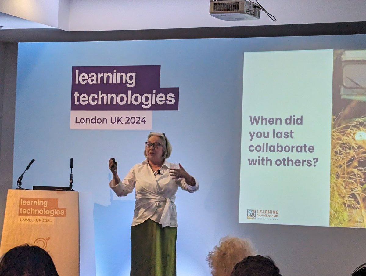 Business aligned learning: holy grail, silver bullet or other saying to insert here? @lauraoverton asks the audience about collaborating with others. Is it comms, shared goals, vision... Before the detail of a project where we add value? Trust is often the foundation! #lt24uk