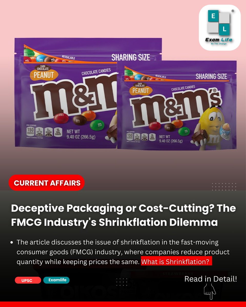 👉Deceptive Packaging or Cost-Cutting? The FMCG Industry's Shrinkflation Dilemma

Read in Detail:👇
tinyurl.com/upsccurrentaff…

#Examlife #upscaspirants #upsceconomics #economics #upscresult  #upscresult2023 #IAS2023